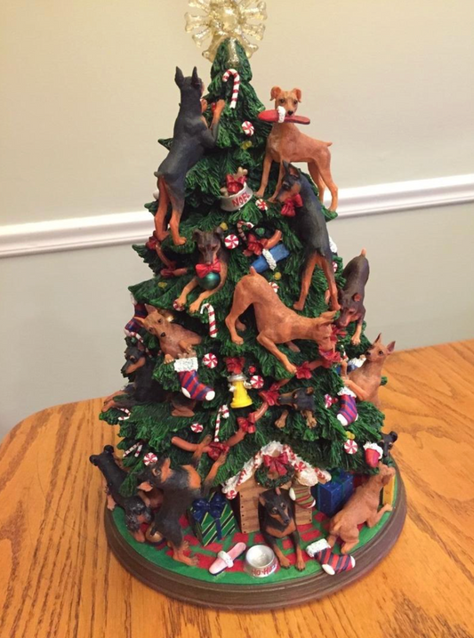 Doberman Christmas Tree Figurine